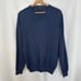 Neiman Marcus 100% Merino Wool Sweater V-Neck Soft Knit Pullover Blue Mens XL