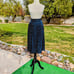 Vintage ESPRIT sz 5/6 Retro Navy Flower Print Button Down Maxi Long Skirt EUC
