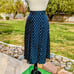 Vintage ESPRIT sz 5/6 Retro Navy Flower Print Button Down Maxi Long Skirt EUC
