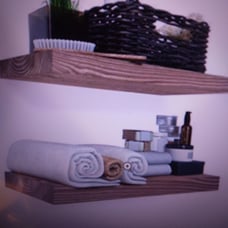 BAOBAB WORKSHOP FLOATING WOOD SHELVES SET OF 2 RUSTIC SHELVES