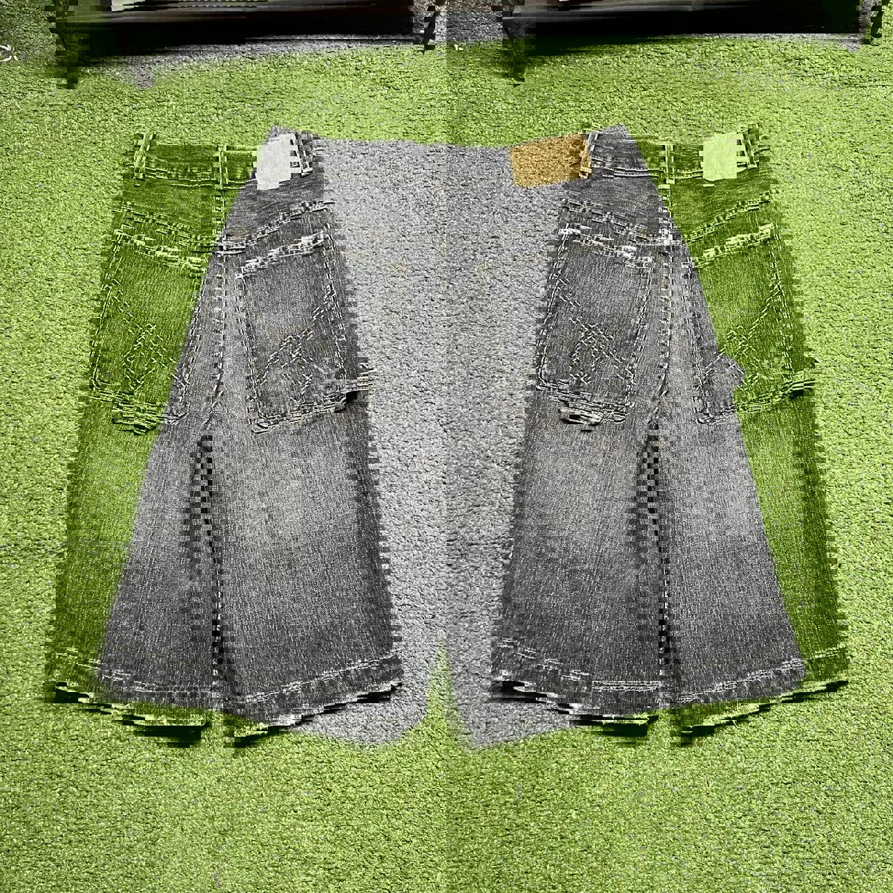 vintage JNCO premium faded black baggy fit carpenter denim jean shorts jorts