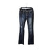 Almost Famous y2k Distressed Whiskered Bootcut Jeans Size 3 Low Rise Dark Wash