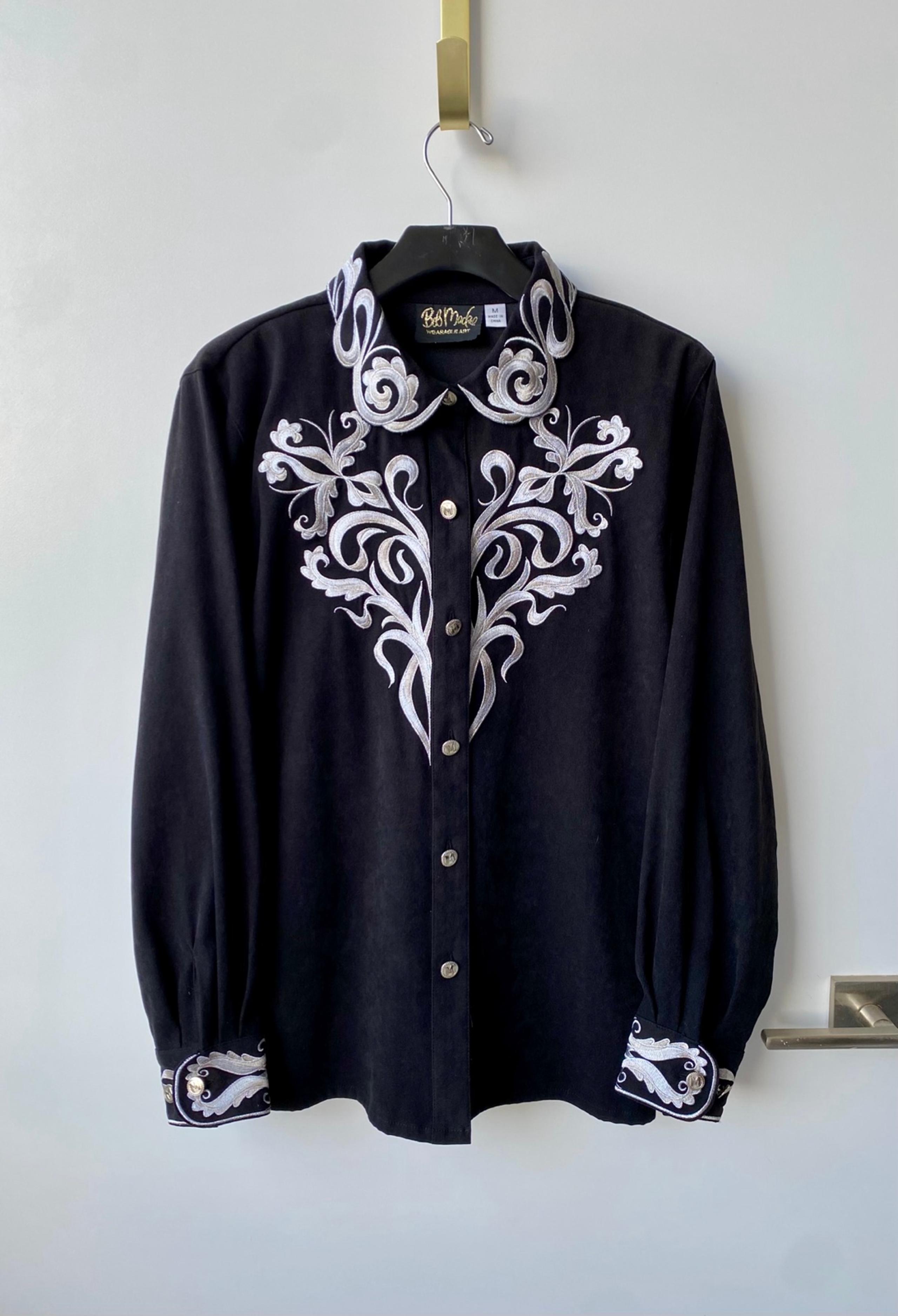 Vintage Bob Mackie, Long Sleeve (Faux Suede), Button Down