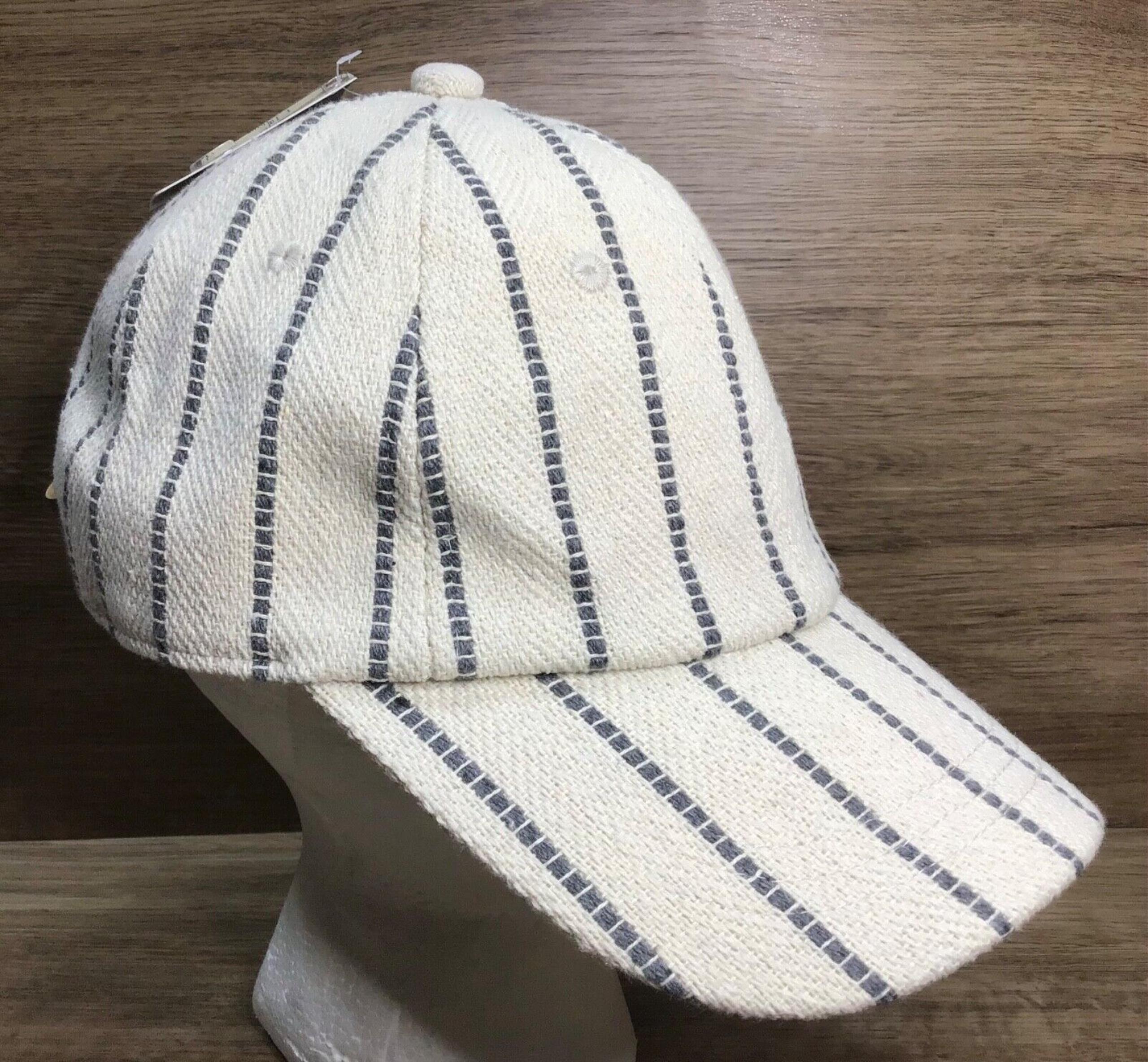 Women’s Tan Textured Gray Stripe Baseball Cap Hat Universal Thread *DEFECT*