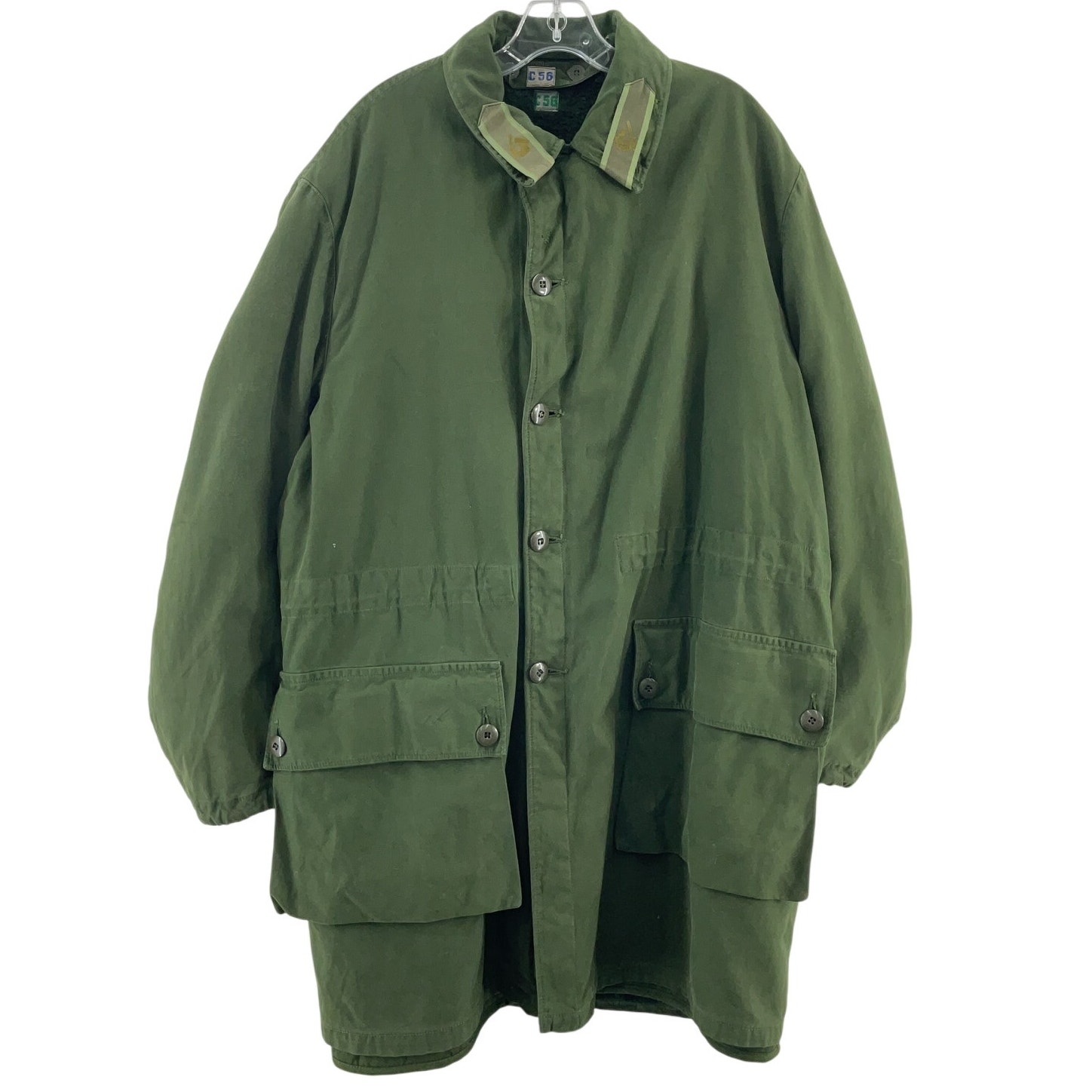 Army Green Sherpa-Lined Swedish Vintage Military Coat Men’s 2XL 52” C56 Preowned