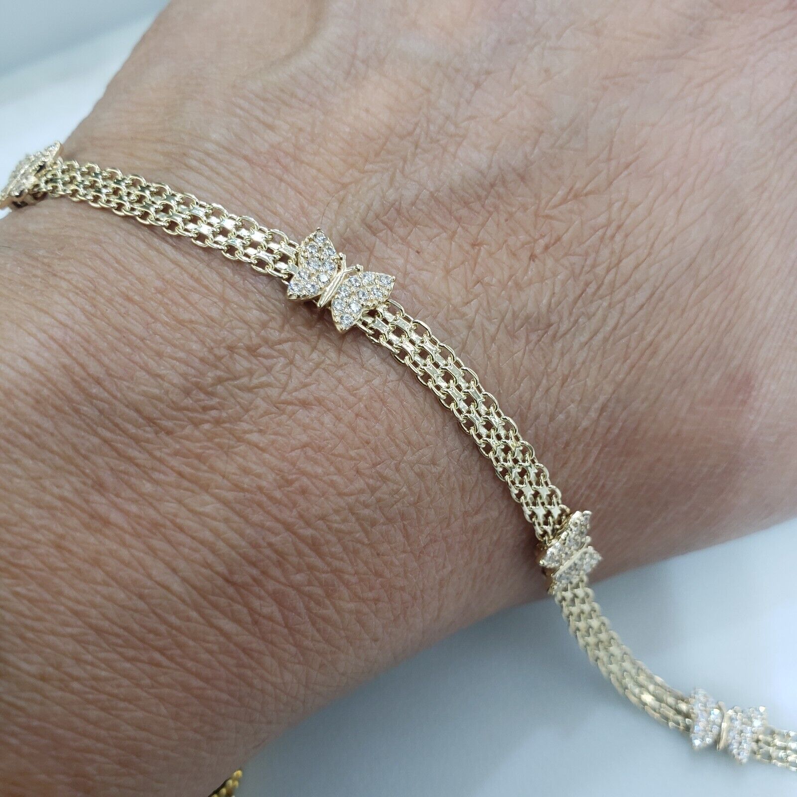 14k Solid Gold Butterflies Bracelet