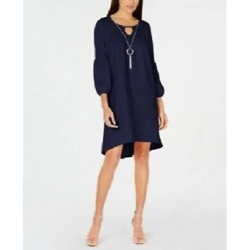 Size 2X 18 20 NAVY BLUE KEYHOLE NECKLACE DRESS High-Low Special Occasion PLUS SZ