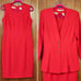 Vintage 90s Liz Claiborne Red Sheath Dress & Blazer Set