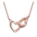 INTERLOCKING HEARTS NECKLACE 18KT ROSE GOLD PLATED 18 DIAMOND CUT CHAIN 2 EXT