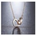 INTERLOCKING HEARTS NECKLACE 18KT ROSE GOLD PLATED 18 DIAMOND CUT CHAIN 2 EXT