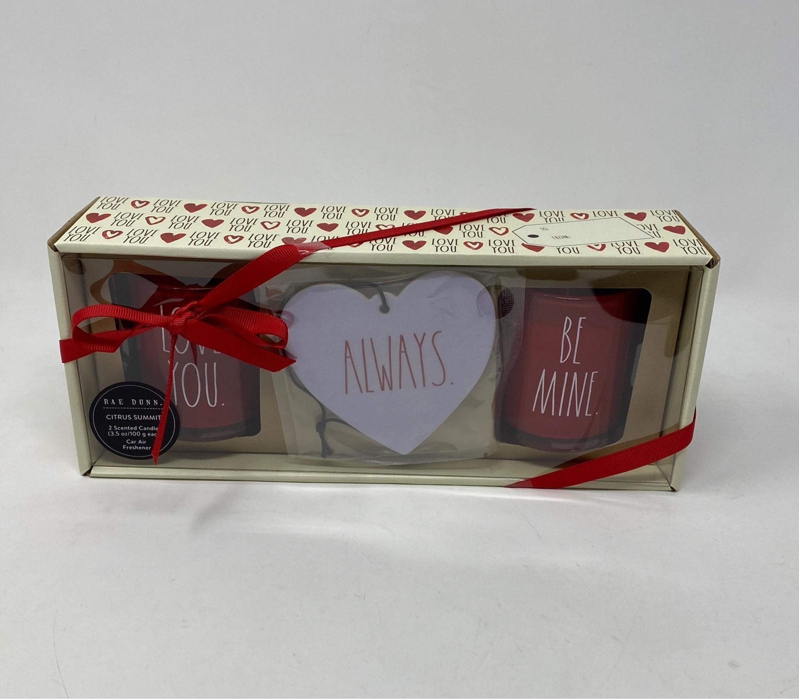 Rae Dunn.LOVE YOU.♥️ALWAYS. BE MINE.Scented Candle & Car Air Freshener Gift Set