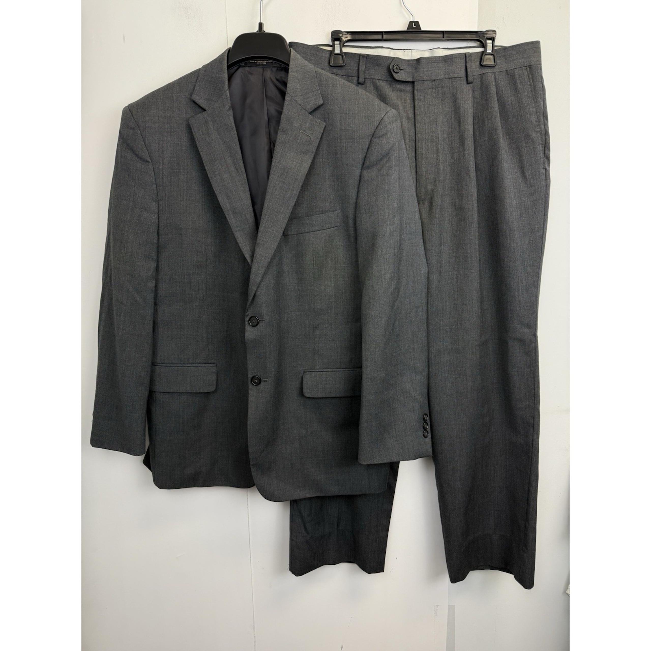 Executive Cut Mens Wool Blend Suit 41R Blazer Jacket 36X30 Pleated Pants Grey