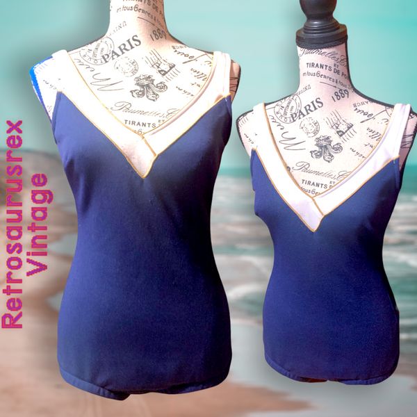 Vintage Swimsuit 1960’s Bullet Cup Pin Up One Piece, Medium
