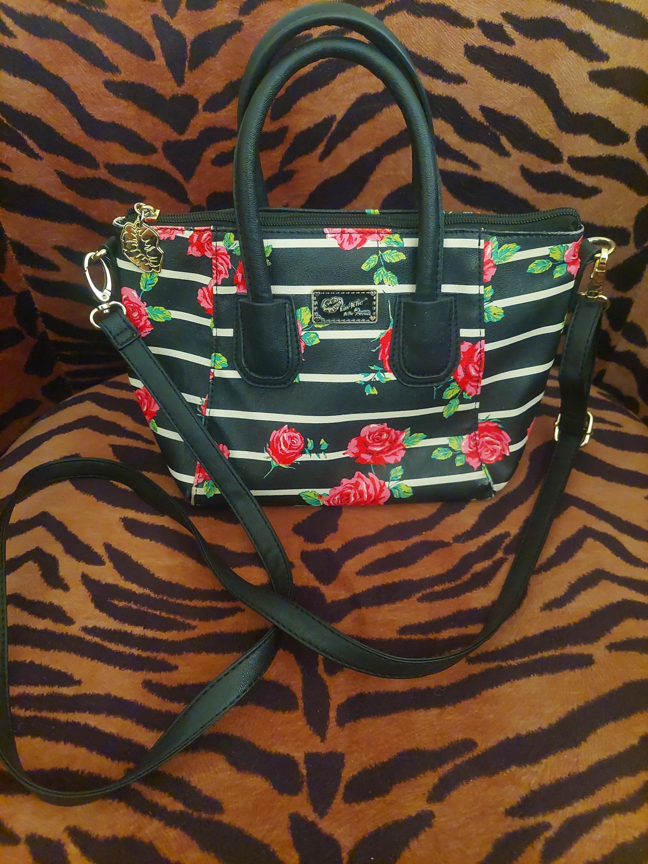 Betsey Johnson Black and Pink Crossbody Bag