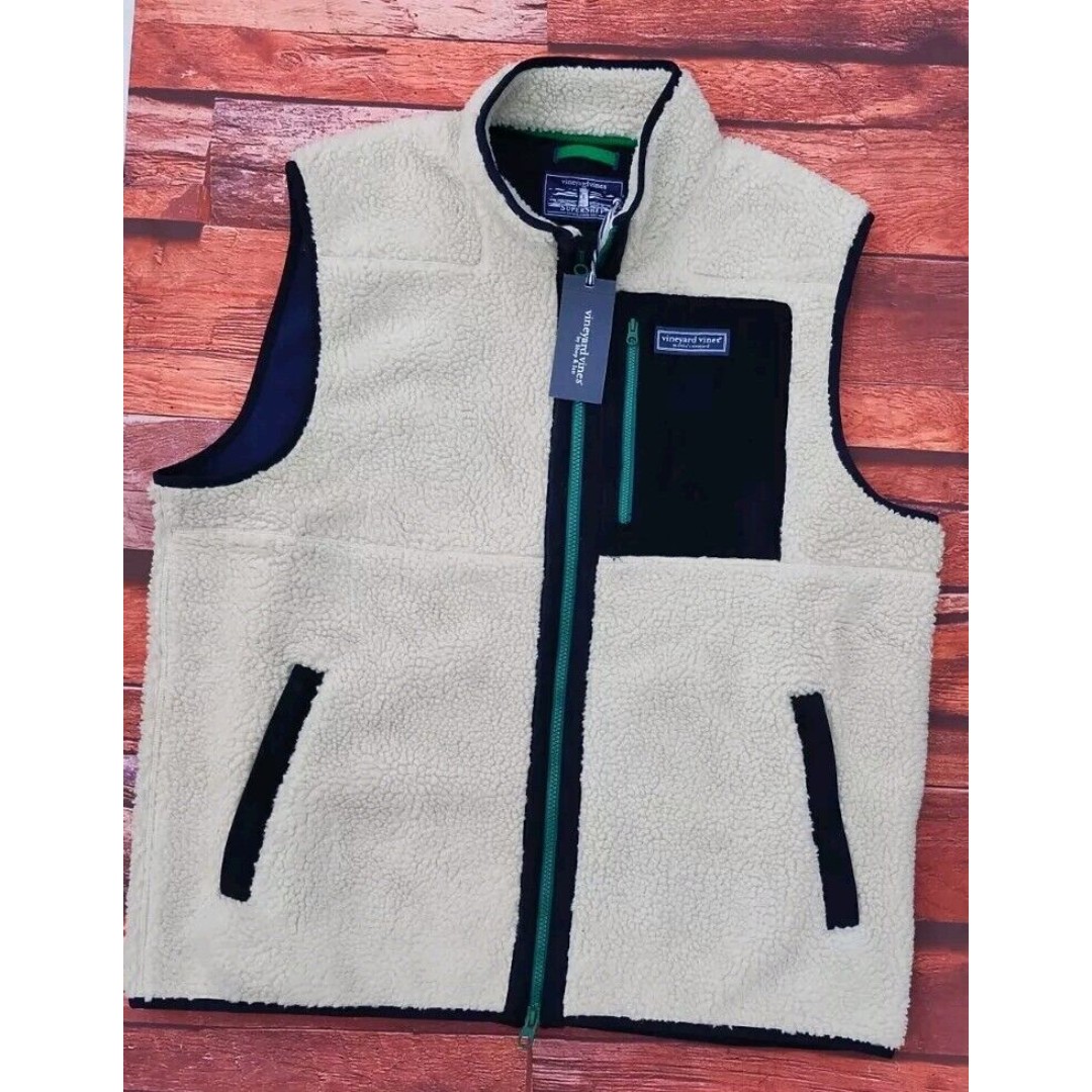 Vineyard Vines Sherpa Supershep Vest Stone Vest Jacket Mens Size 2XL NWT