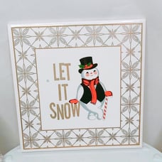 Retro Christmas Conrad Candy Cane Snowman Ceramic Trivet Starburst Design