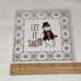 Retro Christmas Conrad Candy Cane Snowman Ceramic Trivet Starburst Design