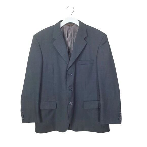 CARAVELLI Superior 150's Mens Blazer SZ 42S Gray Plaid 3 Button Business Office