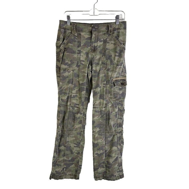 Vintage 90s Womens 10 Faded Camo Camouflage Baggy Cargo Pants Streetwear