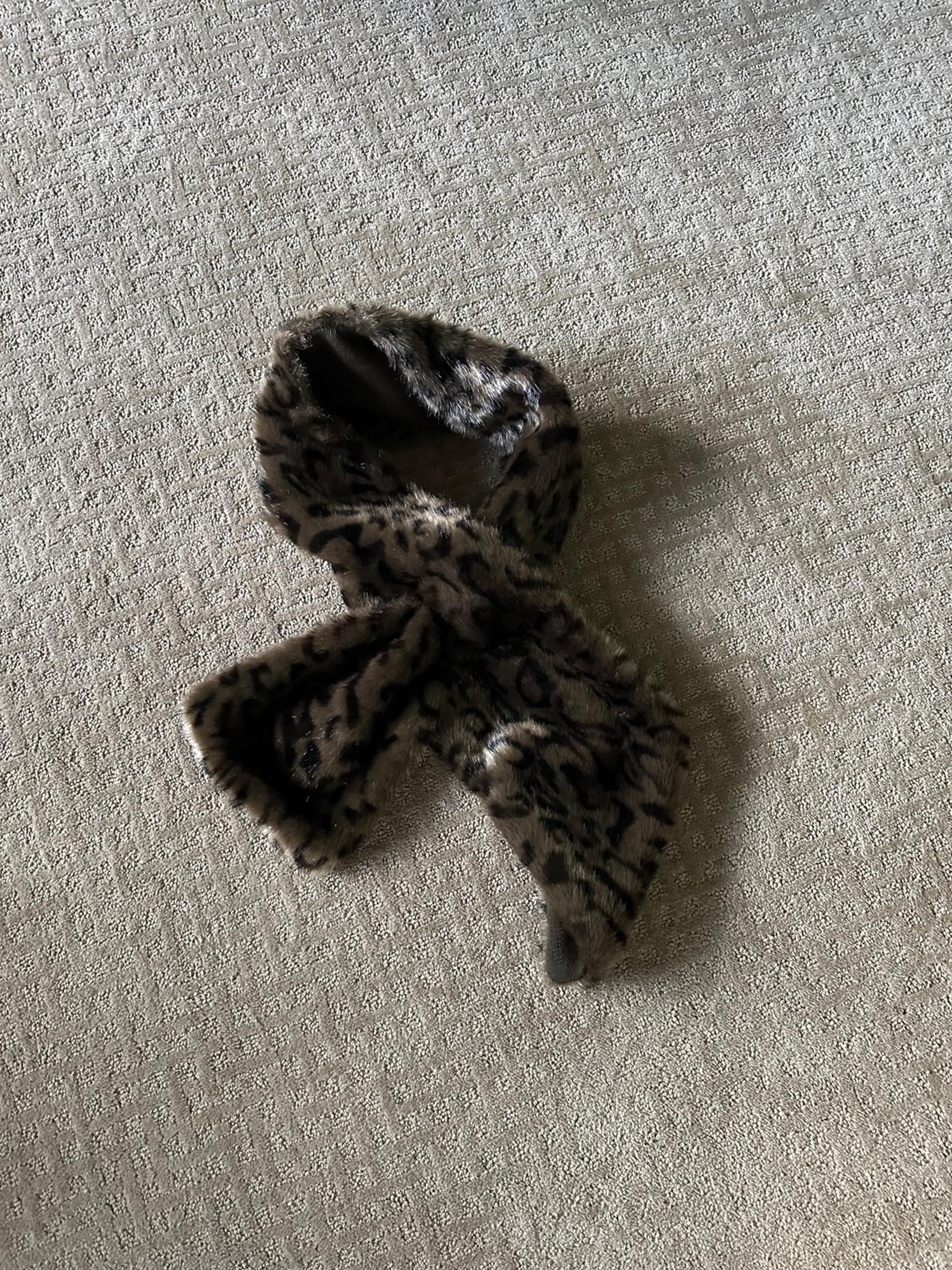 THE LIMITED Animal Print Faux Fur Scarf Pull Thru Slit