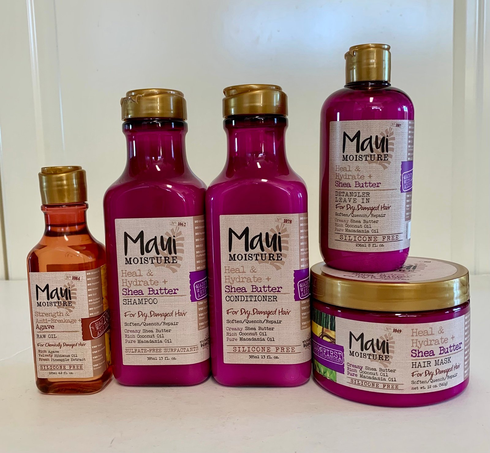 5 set Maui Moisture Shea Butter Shampoo Conditioner Mask Leave In Agave Raw Oil