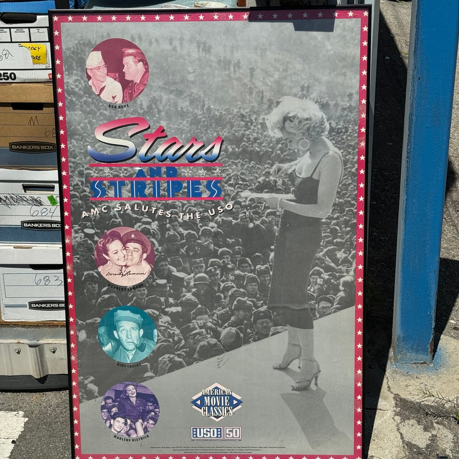DOROTHY LAMOUR SIGNED STARS AND STRIPES AMC POSTER FRAMED