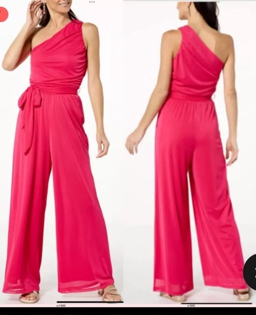 NWT G by Giuliana Black Label 1-Shoulder Aria Mesh Jumpsuit Bright Rose XXS