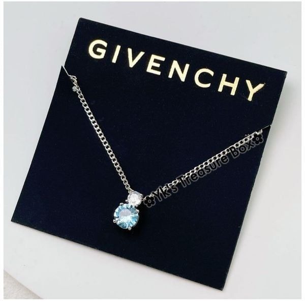 GIVENCHY SILVER NECKLACE with LIGHT BLUE STONE