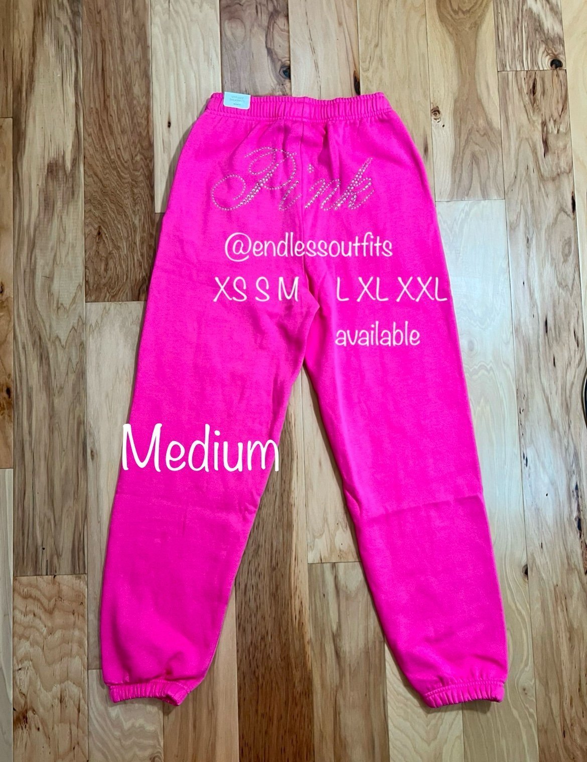 VS PINK BLING SWEATPANTS LIMITED EDITION CARMINE ROSE PINK FLEECE JOGGERS medium