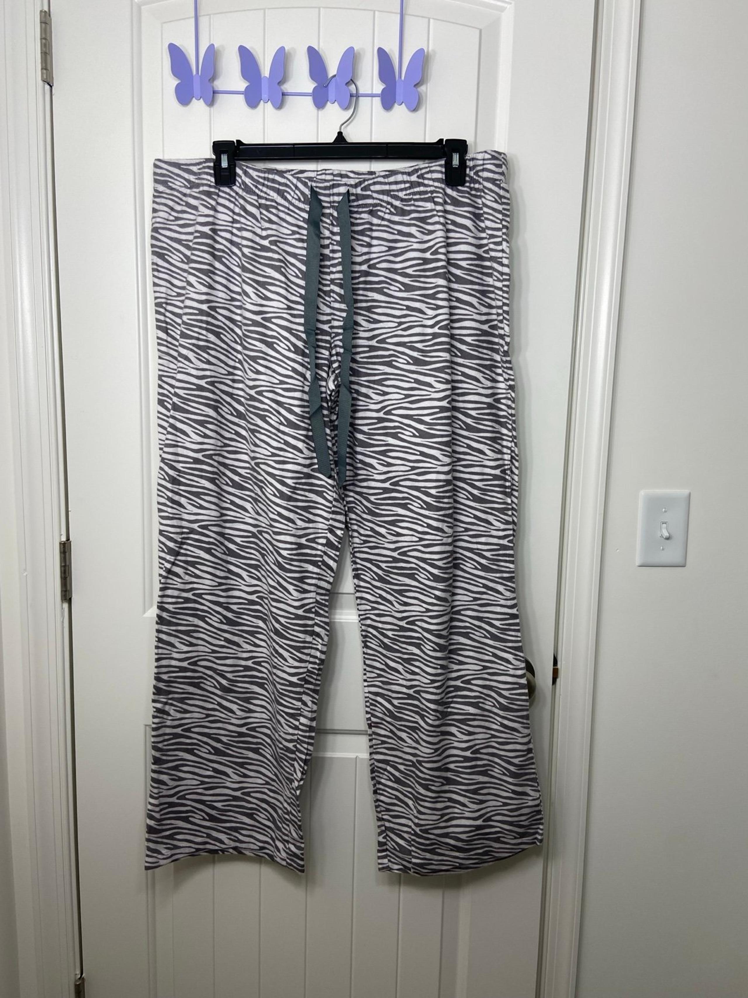 NEW Sonoma women’s soft gray white cream zebra print drawstring pajama pants XXL