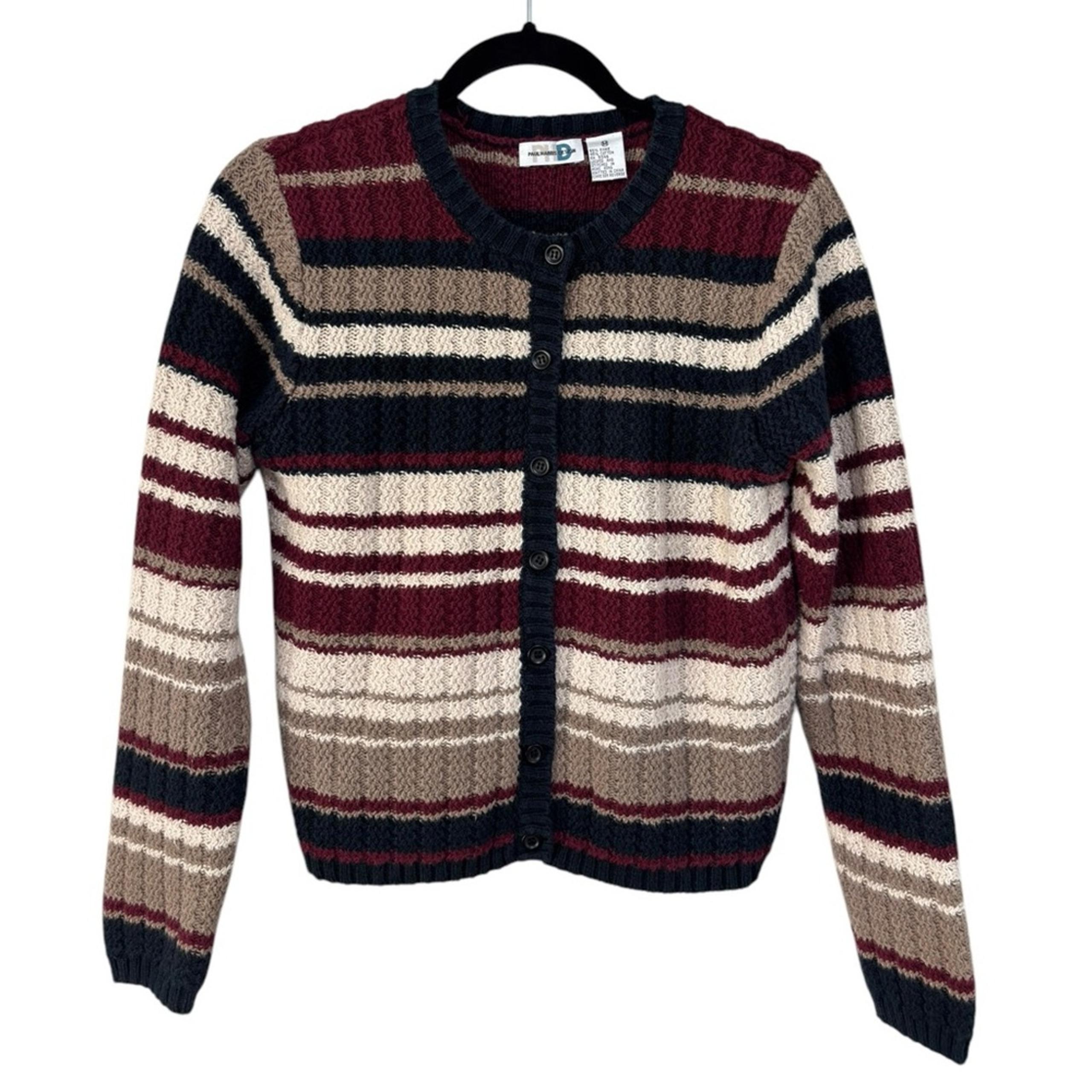 Vintage Paul Harris Designs Neutral Stripe Cardigan - Size M