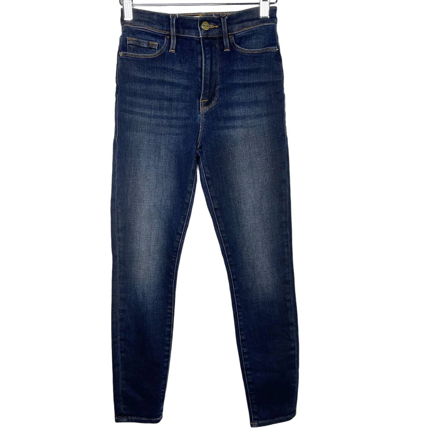 Frame Womens Size 24 Dark Wash Lomita Coated Skinny Jeans Cotton Modal Stretch