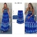ZARA 89 BLUE PRINTED DRAWSTRING MIDI SKIRT SEQUIN 6895/075 XS M XL NWT