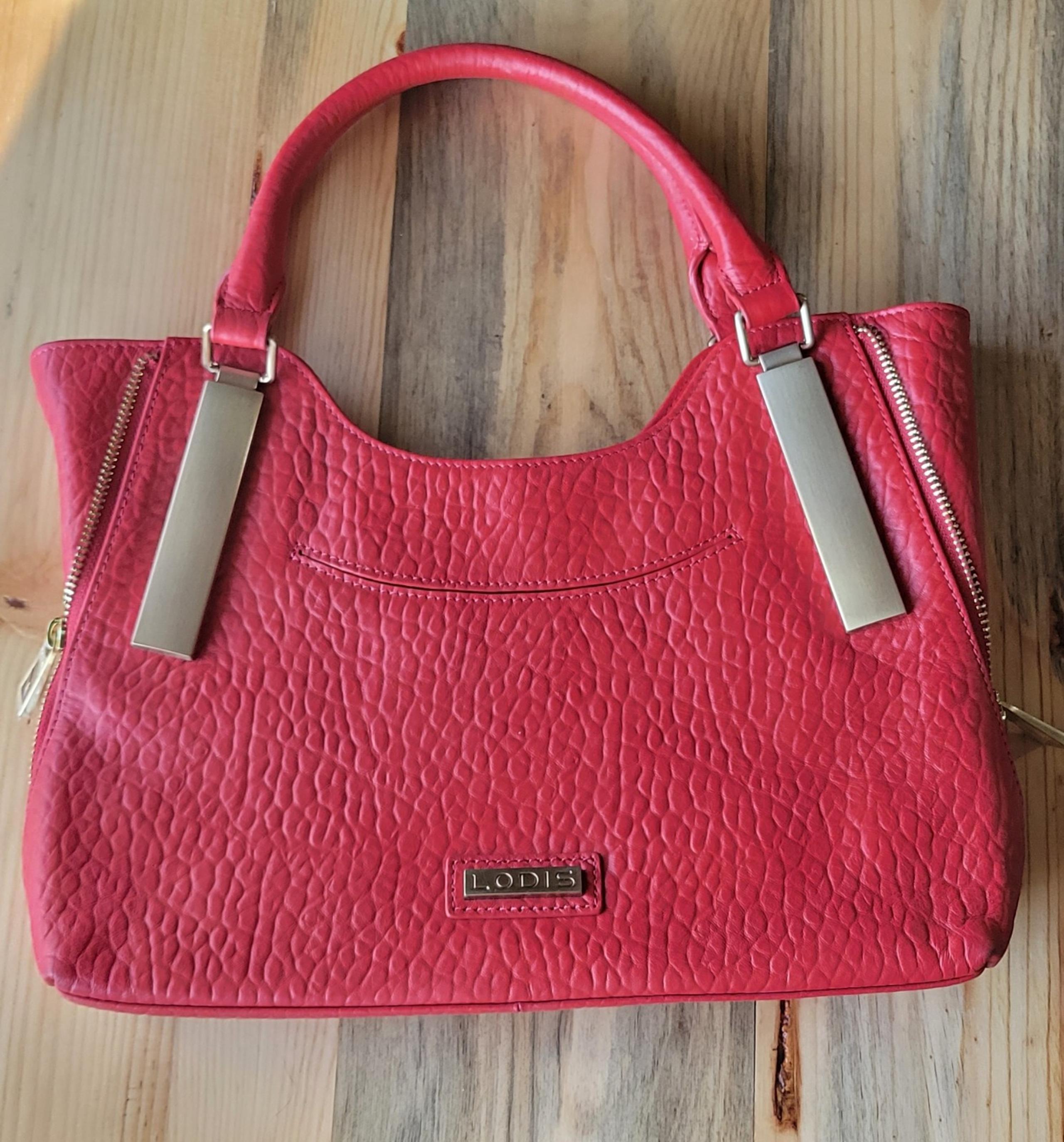 Lodis red pebbled leather handbag NWOT