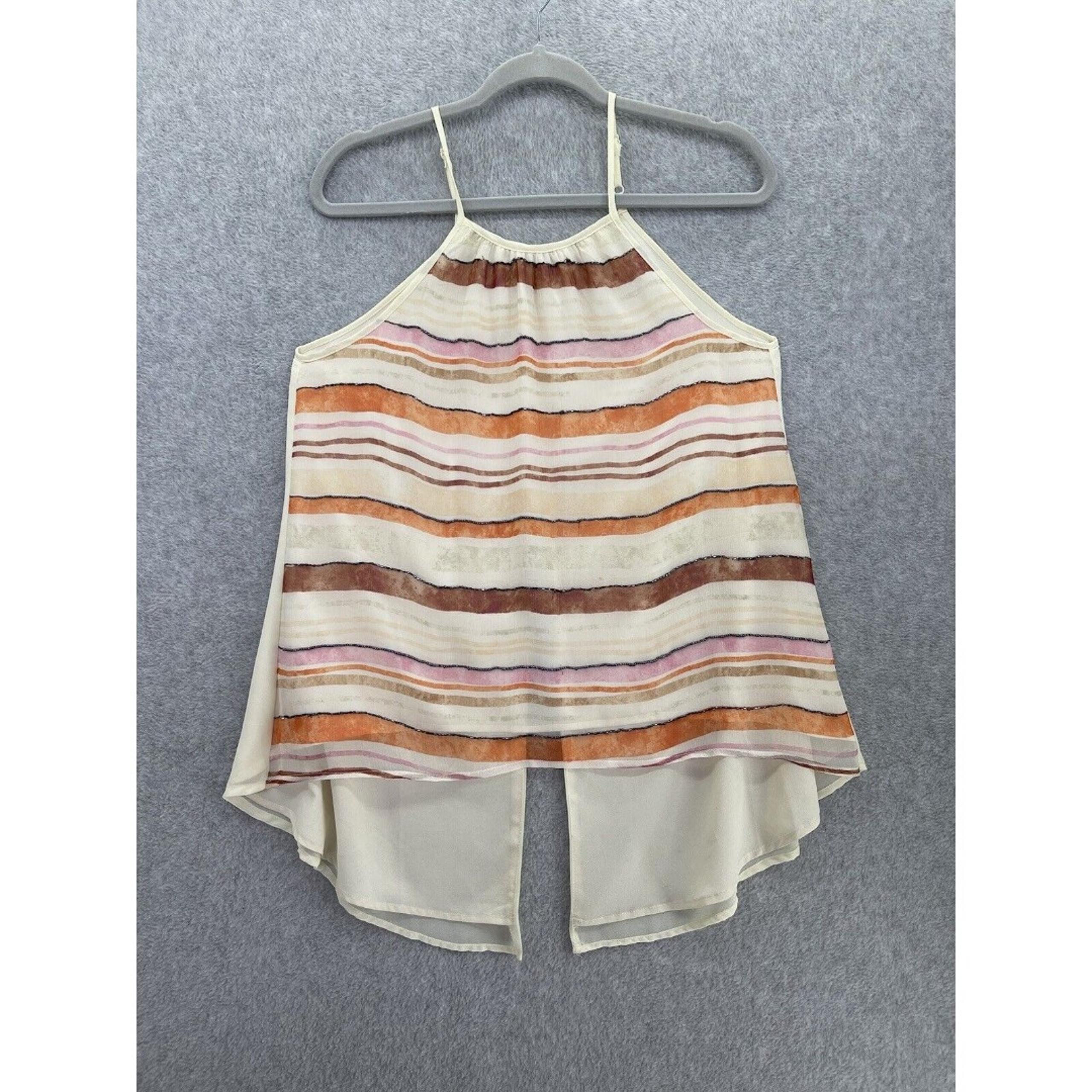 MM Couture Miss Me Women's Blouse Sleeveless 100% silk Beaded Size Medium
