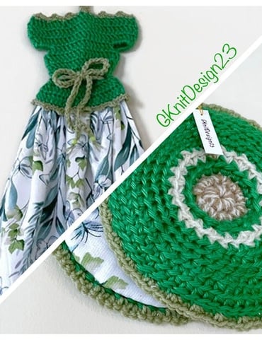 Crochet Hanging Dish Towel, Crochet Pot Holders, Handmade Farmhouse Set
