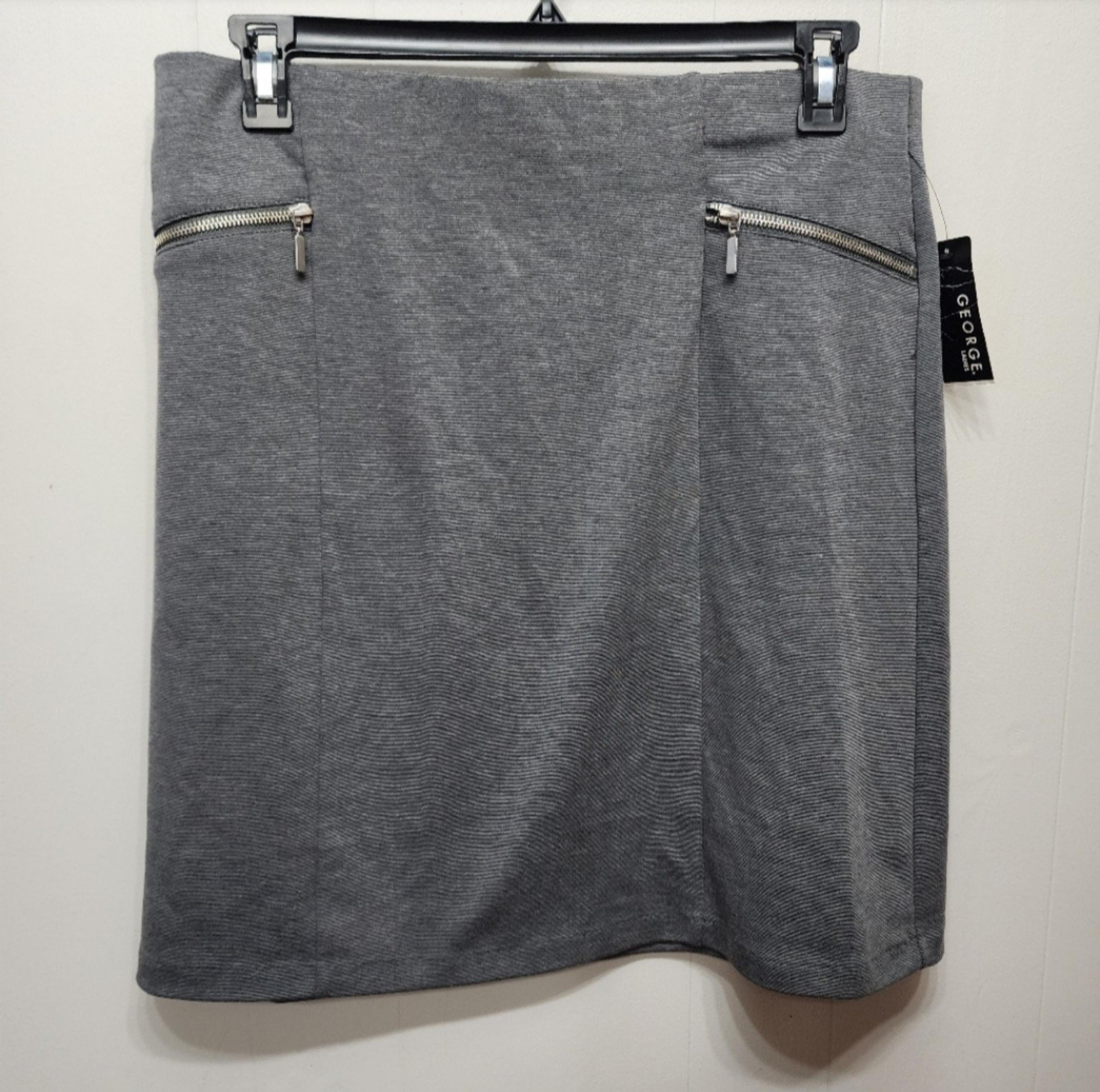 NWT George Skirt Large Size 12 - 14  A-Line Gray Casual Office B552