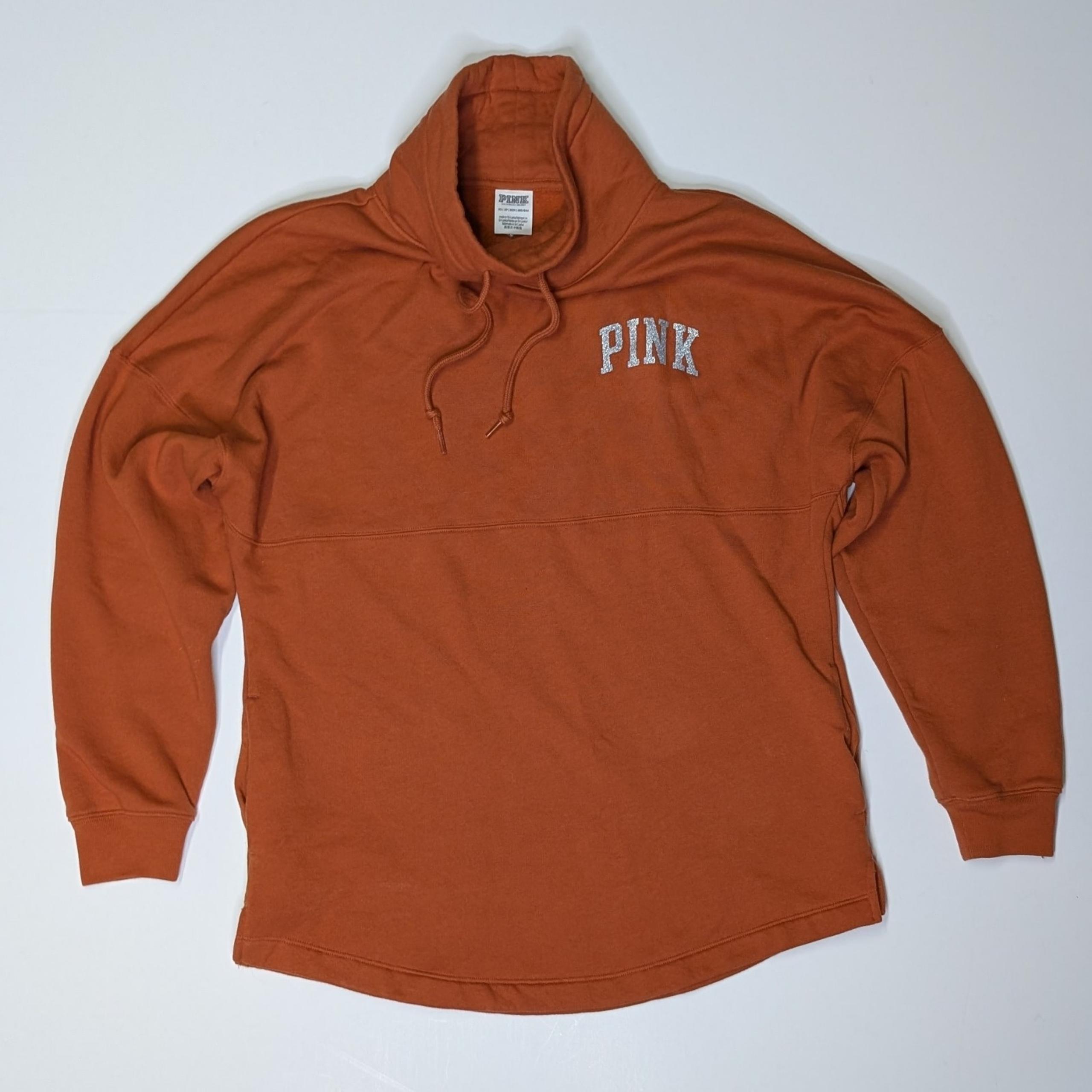Victoria Secret PINK cowl neck burnt orange long sleeve pullover sweatshirt XS