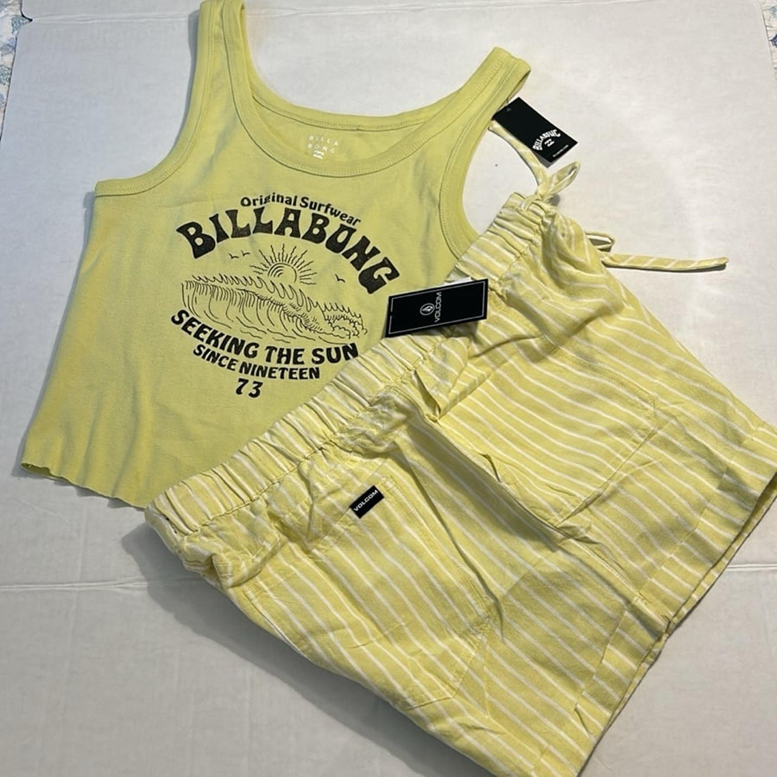 Volcom&Billabong Large Shorts & Tank Sunday Strut Citron & Charged Tank Lime NWT