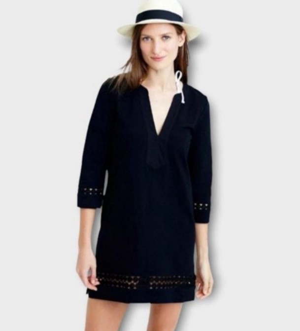 J. Crew Classic Black Tunic Swim Cover Up Small