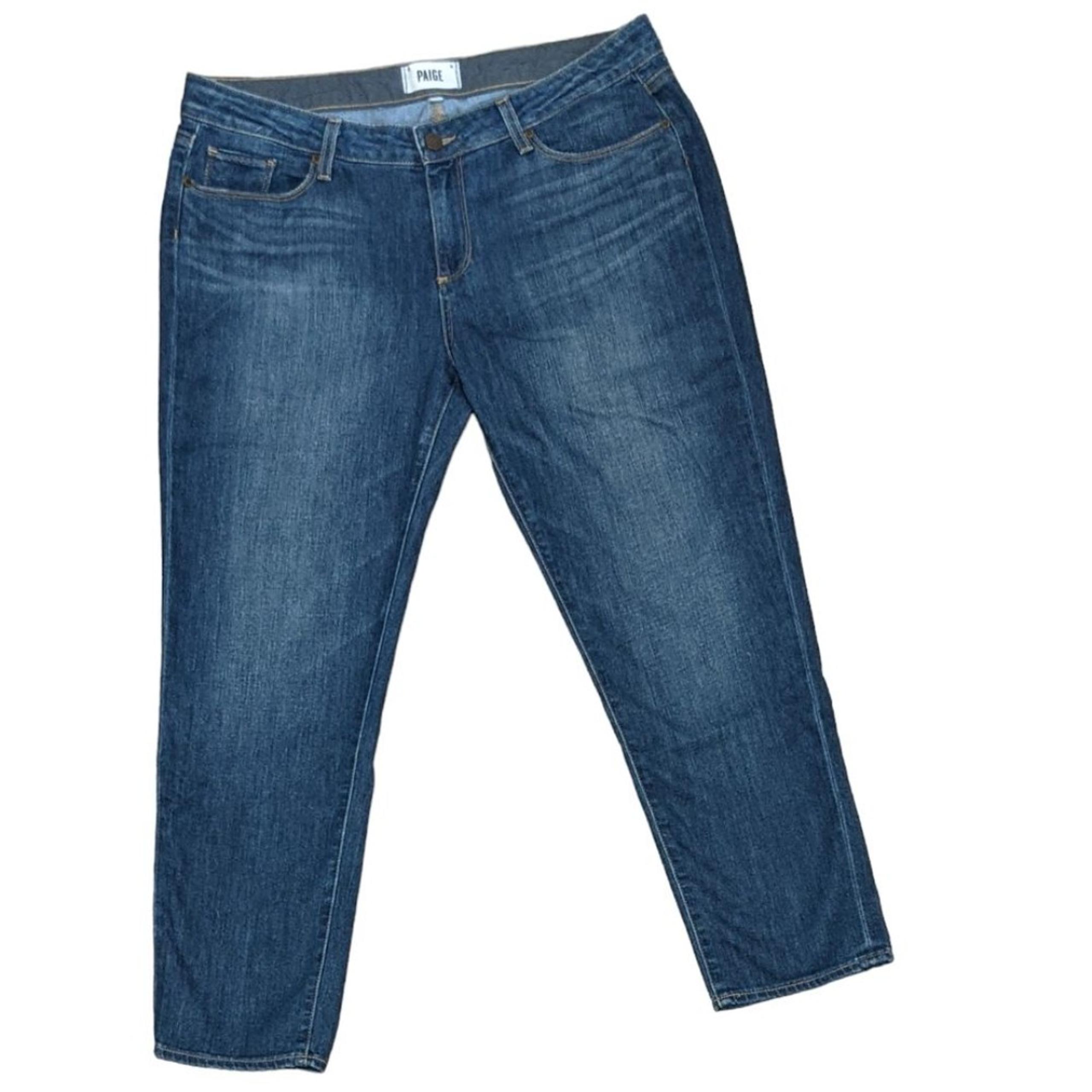 Paige women's Jimmy Jimmy Cropped Frances mid rise cotton blend zip fly jeans 32