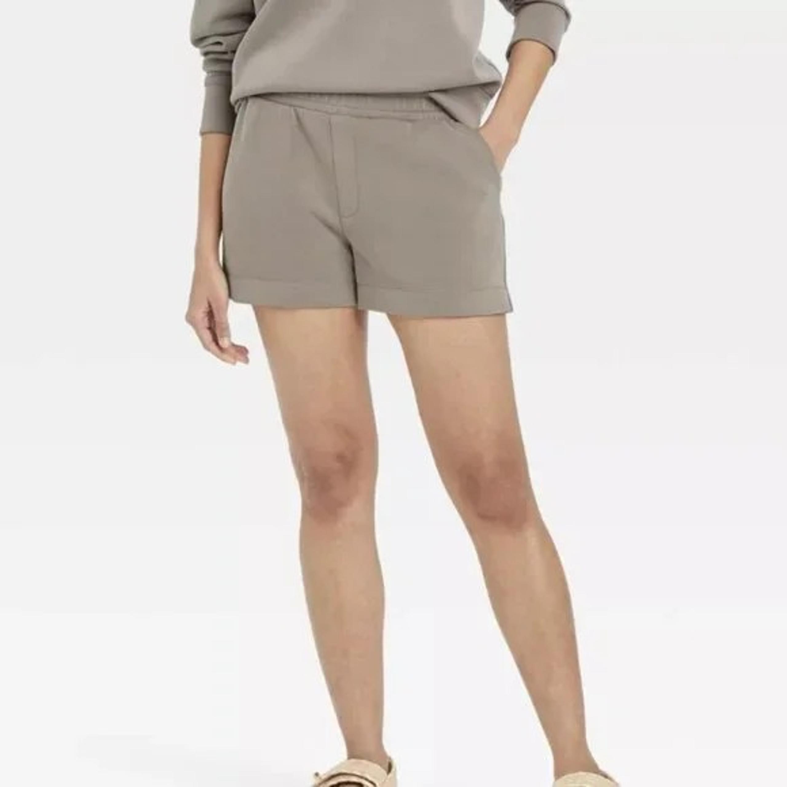 NWT A New Day Women's Large Gray High-Rise Sandwash Pull-On Shorts Elastic Waist