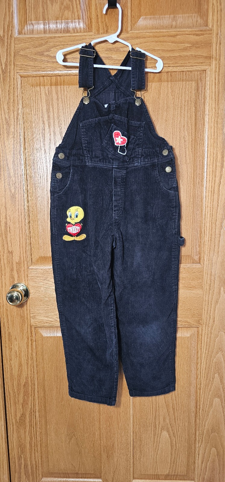 Vintage official Looney Tunes Tweety Bird 1997 size 8 corduroy overalls