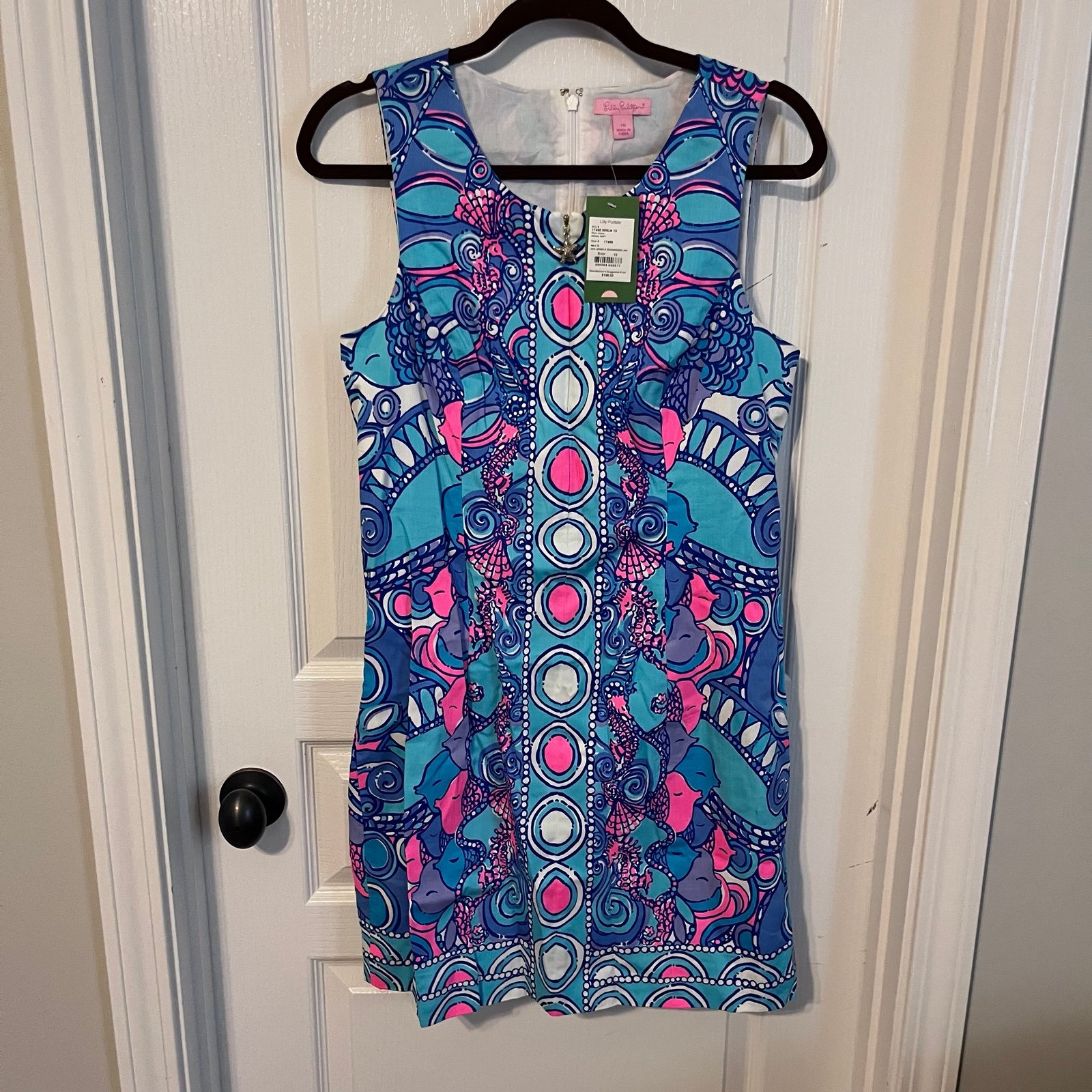 NWT Lilly Pulitzer Abigail Shift Dress Blue Pink Sea Jewels Size 10