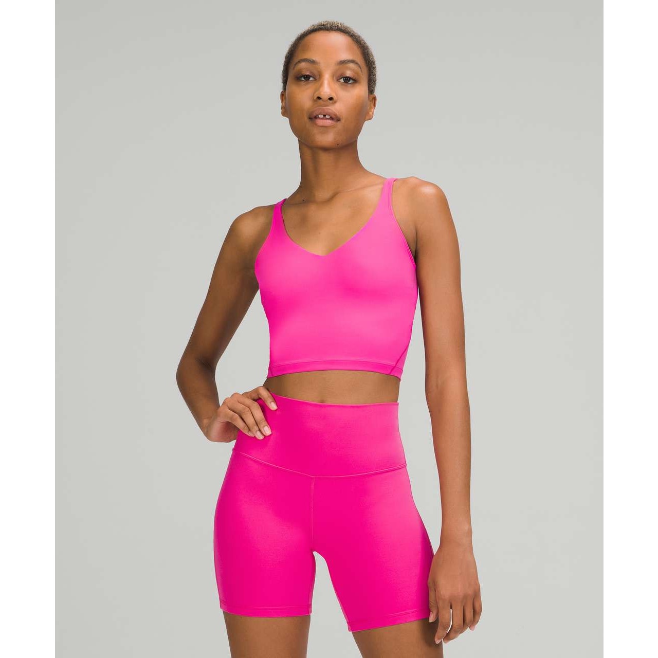 Lululemon Align Tank Top SONIC PINK V-Neck Workout Tank Bra Women's Size 12 EUC