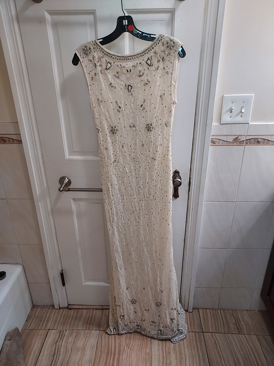 ALICE+OLIVIA CREAM WHITE PEARL BRIDAL WEDDING BEADED GOWN DRESS
