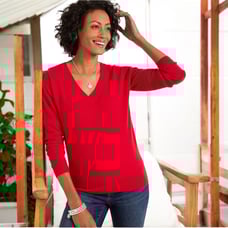 NWT Talbots CASHMERE V-NECK Vibrant Red V-Neck Women's Sweater 3X