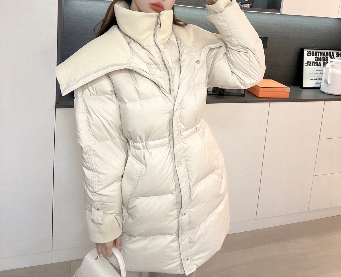 Above knees white winter coat for Women