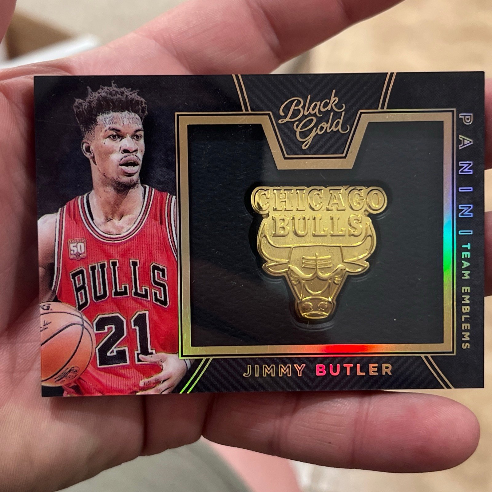 2015-16 Panini Black Gold Jimmy Butler Chicago Bulls Team Logo Emblem #18