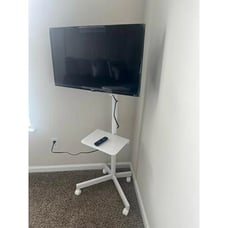 White Mobile TV Stand for TVs up to 60 Metal Cart